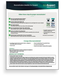 dysport reconstitution steps and storage instruction for patients with spasticity or cervical dystonia