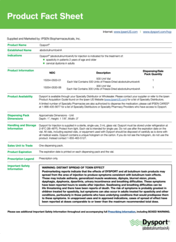 Dysport Fact Sheet