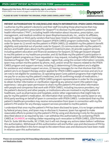 IPSEN CARES Patient Authorization Form